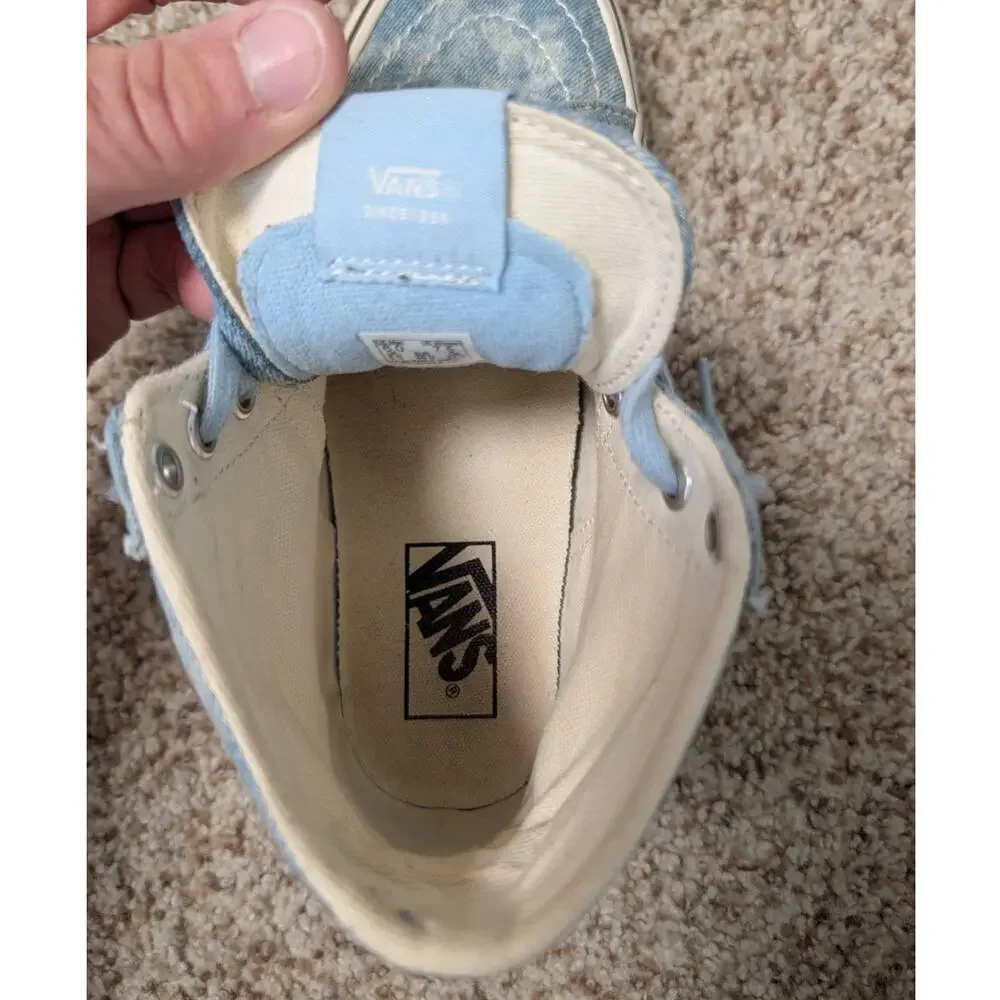 Vans Sk8-Hi Tapered Acid Wash Denim Shoes Mens 6 Womens 7.5 Light Blue Sneaker